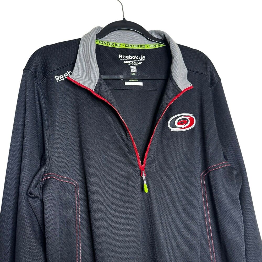 NWT Carolina Hurricanes Quarter Zip Size L Reebok Center Ice Performance Hockey - Picture 2 of 7